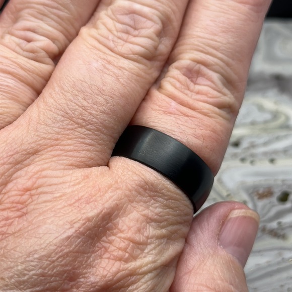 8mm Black Titanium Steel Ring Band - Picture 7 of 7